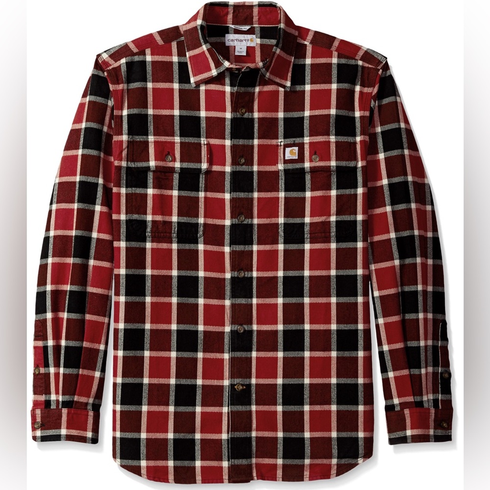 Carhartt Hubbard Plaid Flannel Button Up Long Sleeves Size L - Picture 1 of 7
